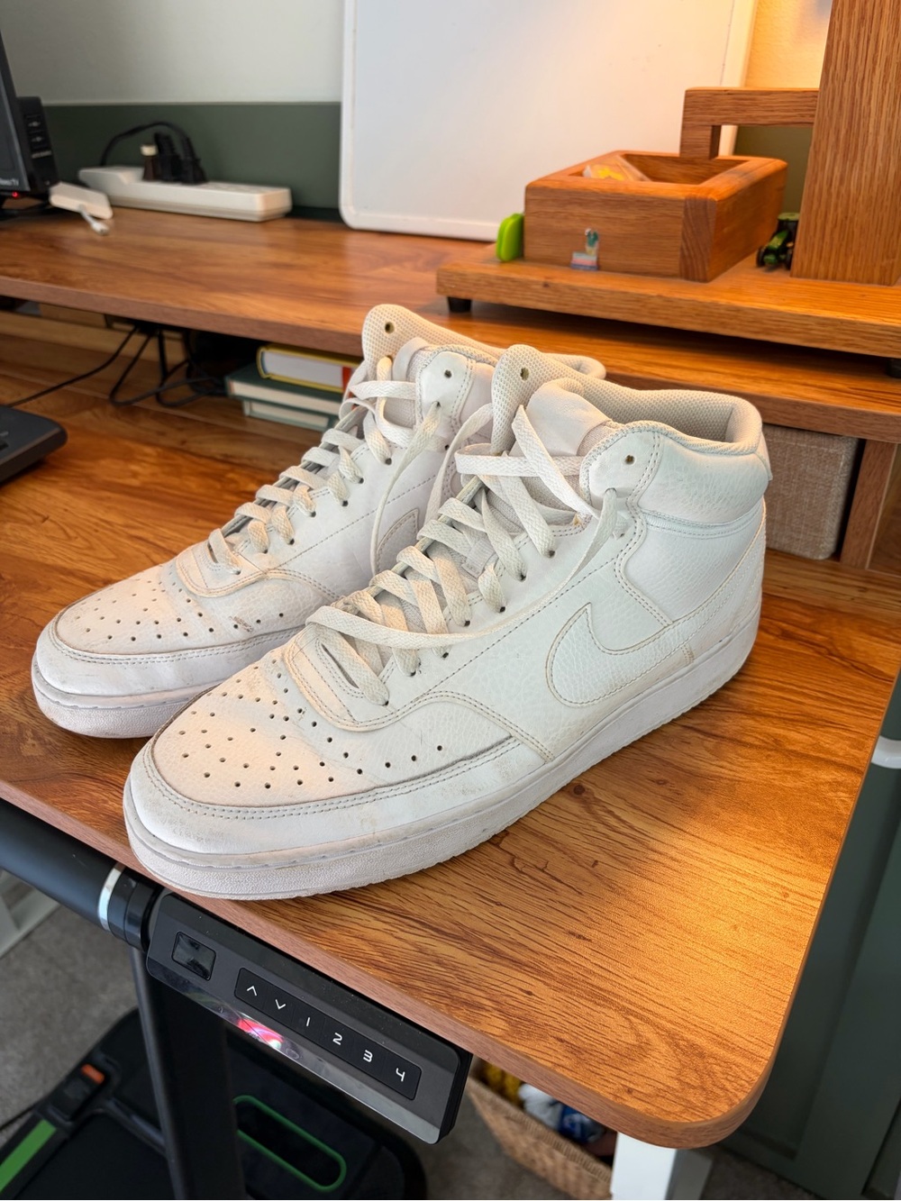 Nike Men’s High-Top Leather Sneakers in Off-White